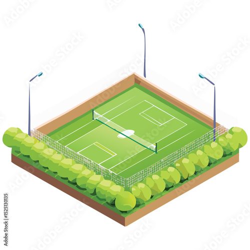 Tennis Court Illustration Vector 2D