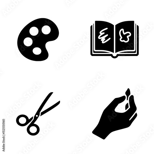 Creative Tools & Self-Expression Hobbies Vector Icon Set