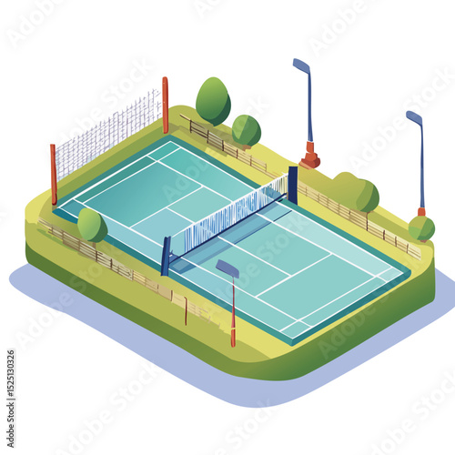 Tennis Court Illustration Vector 2D