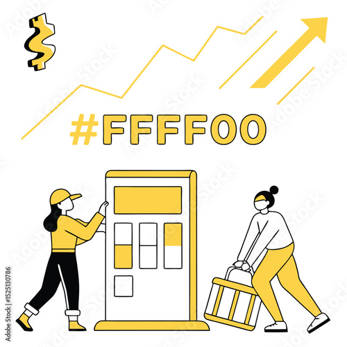 Animated Fuel Price Display with Yellow Numbers – Vector Illustration - Adobe Illustrator Artwork