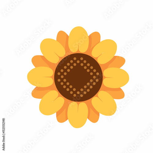 A vibrant and cheerful sunflower illustration in flat design style.