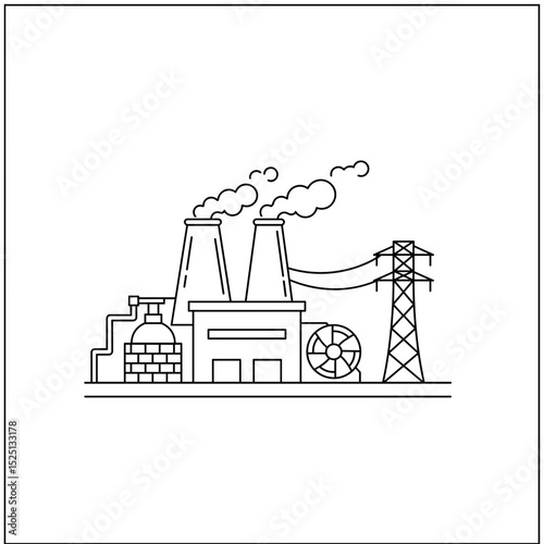 Geothermal power plant icon for clean energy concept