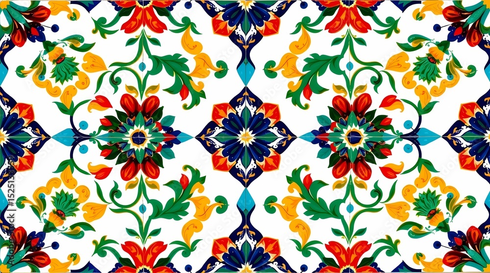 Fototapeta premium Vibrant Floral and Damask Seamless Pattern Design Perfect for Textile, Wallpaper, and Fabric Prints