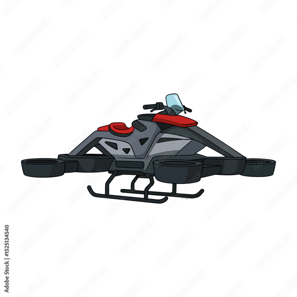 Naklejka premium Vector Cartoon Futuristic Hoverbike with Dual Propulsion System