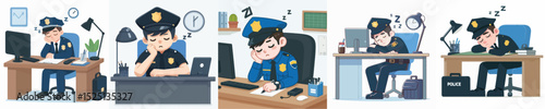 police vector sleeping on desk