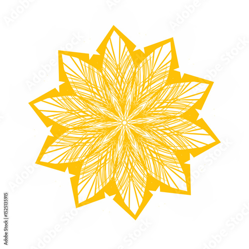 Golden Floral Starburst Mandala Illustration