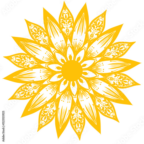 Golden Sunflower with Detailed Petals