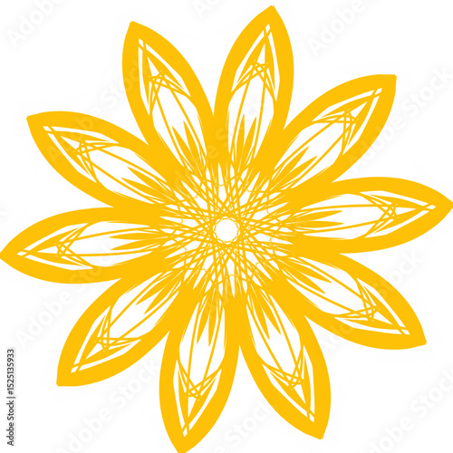 Stylized Yellow Sunflower with Geometric Petals