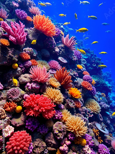 Vibrant coral reef scene meticulously recreated in a stunning artistic display.