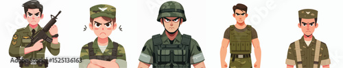 angry expression soldier character vector