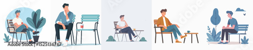 male character vector on park chair