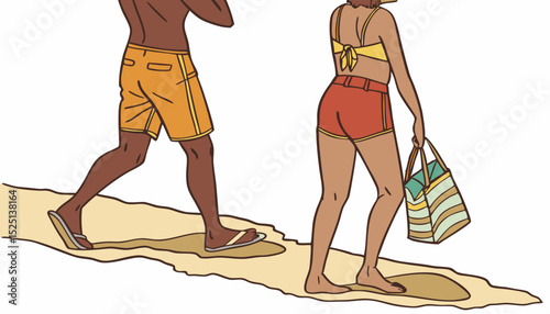 beach people wearing bikini and shorts collection full isolated                             