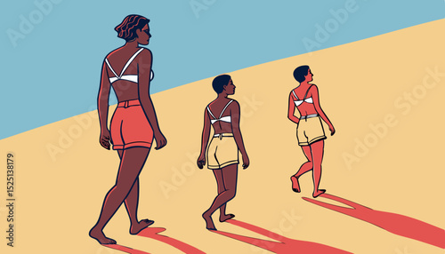 beach people wearing bikini and shorts collection full isolated                             