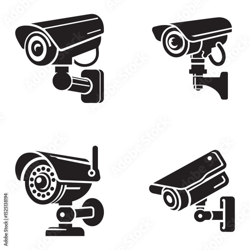 set collection CCTV camera.  security camera icon flat style. 