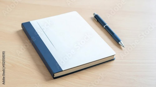 Notebook and Pen: A classic hardbound notebook lies open, its crisp pages awaiting the next idea, with an elegant pen resting beside, ready to capture thoughts and inspirations.