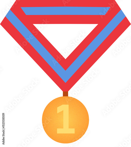 Gold Medal Vector – Winner Badge Flat Design