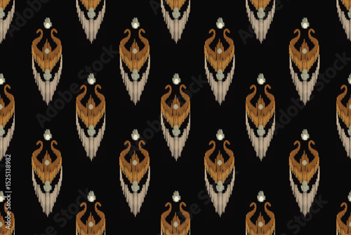 Seamless brown white  Ikat pattern with soft textile texture. Traditional ethnic design with modern elegance, perfect for fabric, textile printing, fashion design, home decor, and digital backgrounds.
