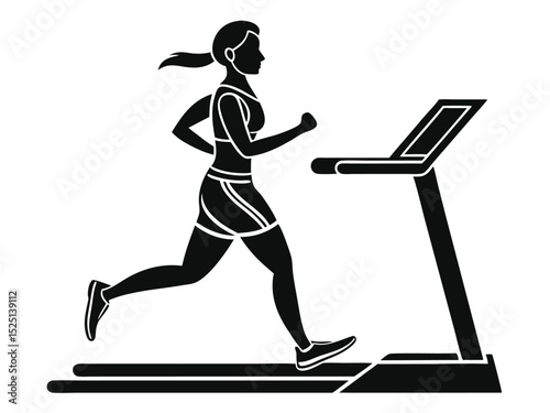 Woman Running on Treadmill Silhouette for Fitness and Healthy Lifestyle