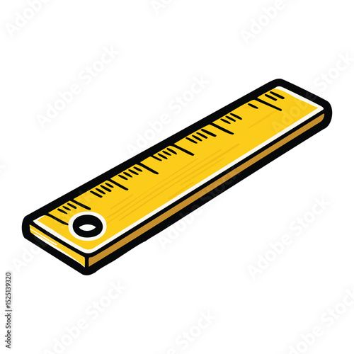 Minimalistic illustration of a straight ruler, bold black outlines