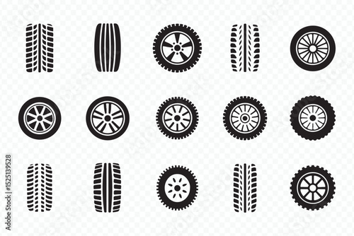 Automotive Tire Tread Wheel Graphic Collection Vector