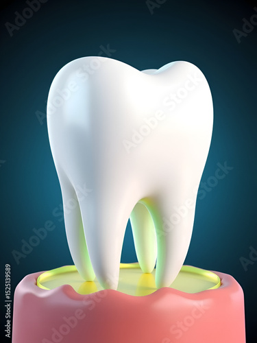3d render of tooth in gums with cyst