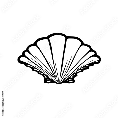 Seashell Icon with Natural Curved Lines 