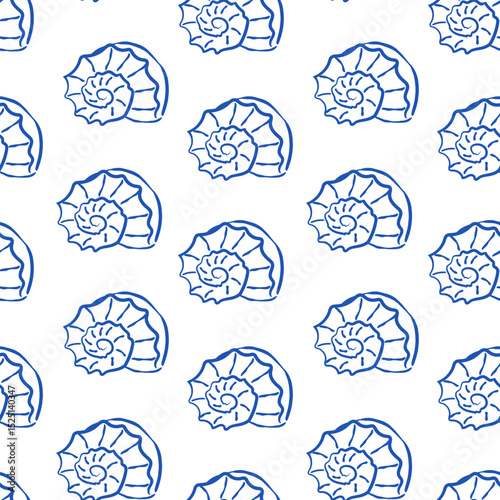 Stylized Nautilus Pattern Design for Textiles, showcasing unique oceanic themes and vibrant colors