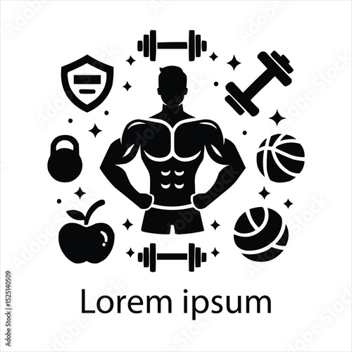 Flat design fitness logo template