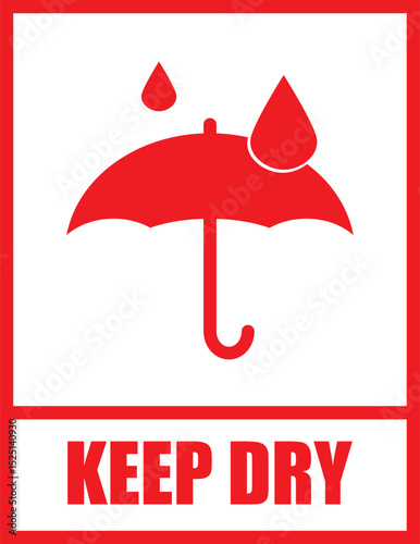 Keep dry seal line icon, delivery service concept. Vector graphics. Umbrella, parasol wet sticker sign on white background, outline style icon for mobile or web design.
