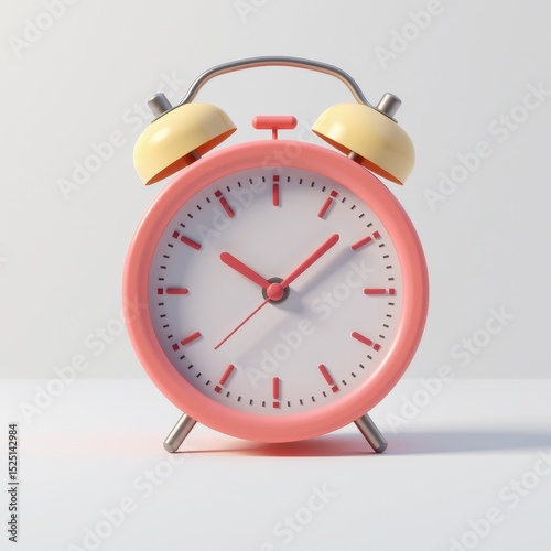 Cartoon 3D Alarm Clock Model with Vibrant Colors and Modern Design