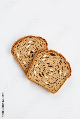 Fresh Whole Wheat Bread Slices with Seeds on Neutral Background