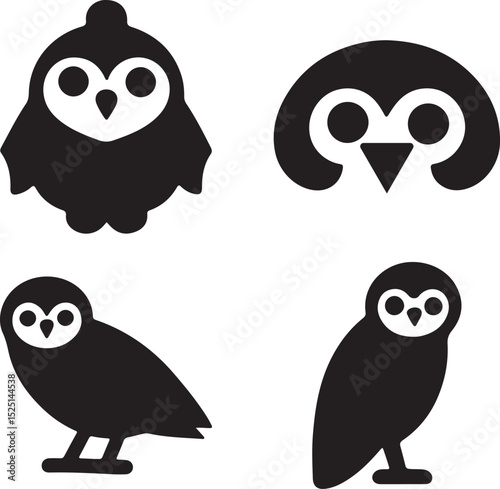 owl silhouette, nocturnal bird vector, owl icon clipart, wise bird shape, bird of prey outline, owl wall art, spooky bird graphic, perched owl silhouette, owl sketch design, owl head icon, 