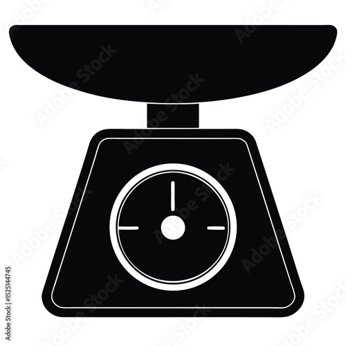 Black and White Silhouette of a Kitchen Scale with Circular Dial