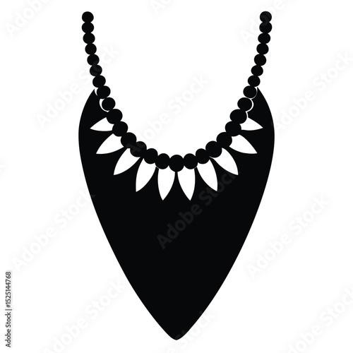 Black beaded necklace with tribal pendant, unique fashion accessory style design