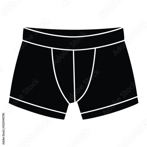 Black Boxer Briefs Underwear Illustration with White Trim for Men's Fashion Design