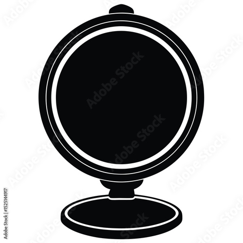 Black Desk Globe Silhouette Round World Atlas with Stand Illustration
