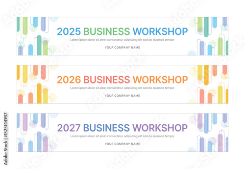 Modern business banner templates with abstract geometric patterns. Perfect for workshops, events, conferences, presentations, or branding projects, combining style and professionalism.
