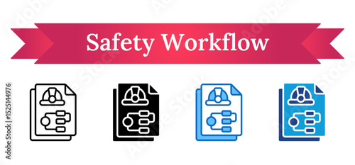 Safety Workflow Multi Style - Safety document with a workflow chart, symbolizing organized safety procedures or job flow