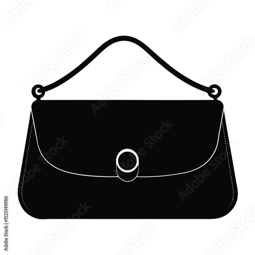 Black Fashion Handbag with Handle and Front Clasp, Women's Accessory Style