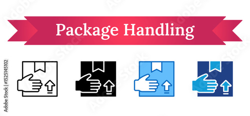 Package Handling Multi Style - Hand and package with arrow up, representing safe lifting, handling, and shipping procedures