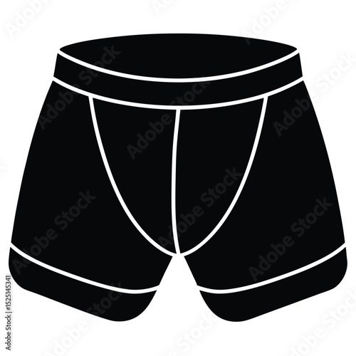 Black Men's Underwear Boxers Briefs with White Elastic Waistband and Thigh Accents