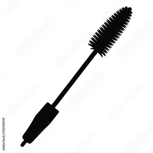 Black Mascara Wand Illustration Beauty, Cosmetics, Makeup Application Tool Isolated on White