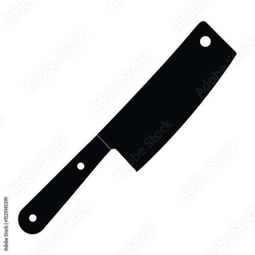 Black Meat Cleaver Silhouette Kitchen Butcher Knife Icon for Food Preparation and Culinary Arts