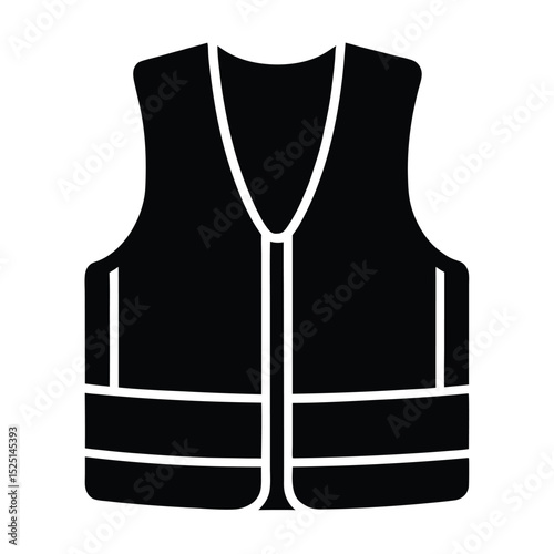 Black Safety Vest Icon Illustration for Construction or Traffic Safety Needs