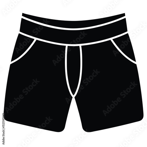 Black Shorts Isolated Detailed Outline of Summer Apparel with Visible Pockets and Waistband