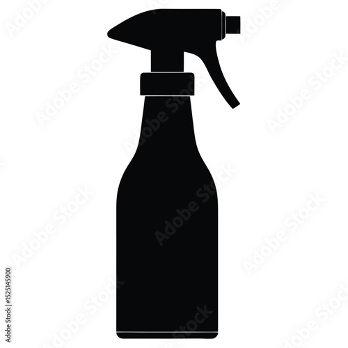 Black Spray Bottle Silhouette for Cleaning, Disinfecting, and Gardening Applications