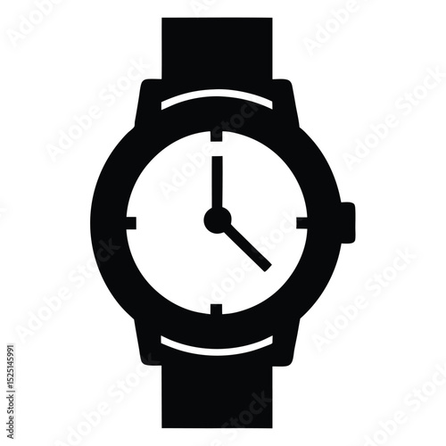 Black Watch Icon Timepiece with Strap and Classic Round Face Design