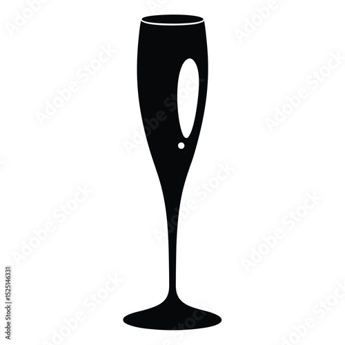 Elegant Black Champagne Flute Silhouette on White Background Celebration Icon