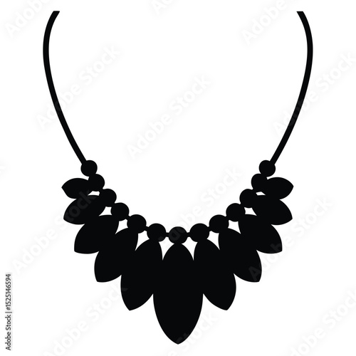 Elegant Black Statement Necklace with Geometric LeafShaped Pendants Fashionable Jewelry Silhouette
