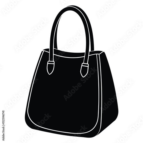Elegant Silhouette of a Black Women's Handbag with Twin Handles Design